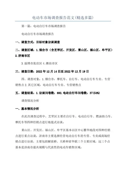 电动车市场调查报告范文(精选多篇)