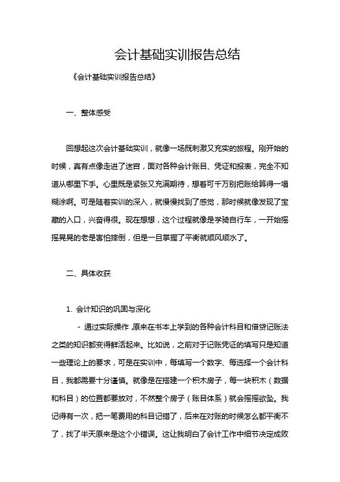会计基础实训报告总结