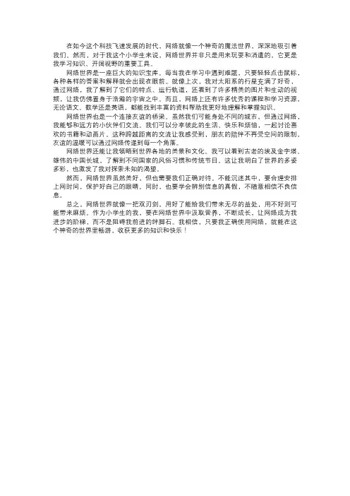 我遨游的网络世界