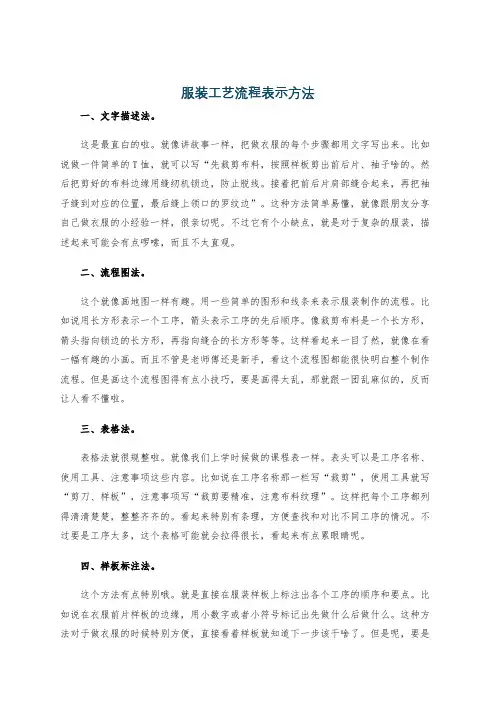 服装工艺流程表示方法