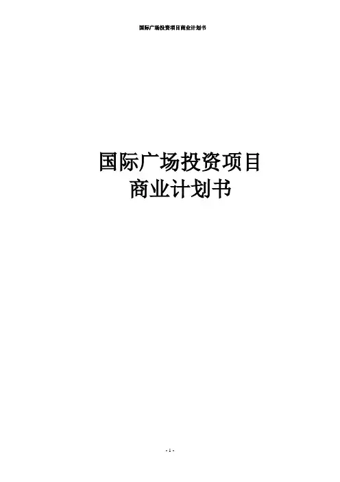 国际广场投资项目商业计划书