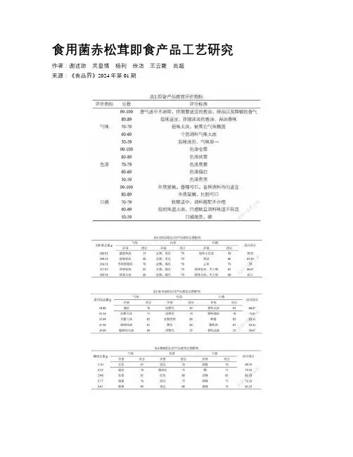 食用菌赤松茸即食产品工艺研究