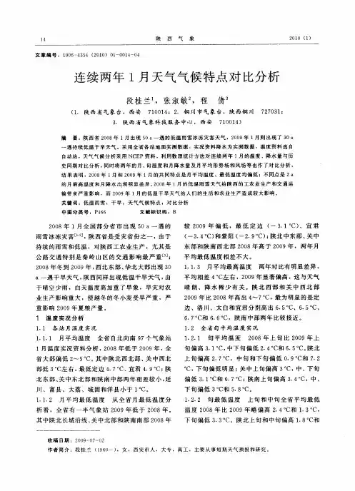 连续两年1月天气气候特点对比分析
