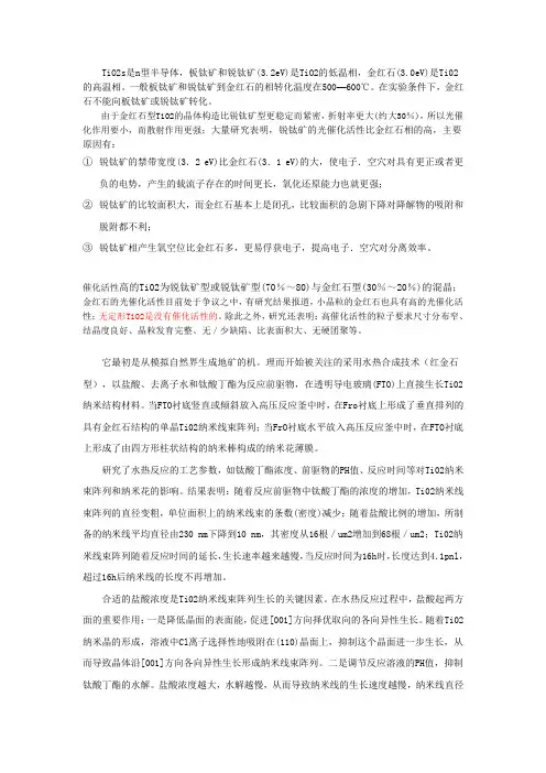 二氧化钛纳米线的基本常识及制备控制条件