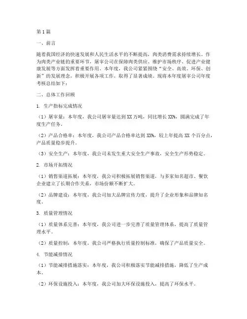 屠宰公司年度考核总结(3篇)
