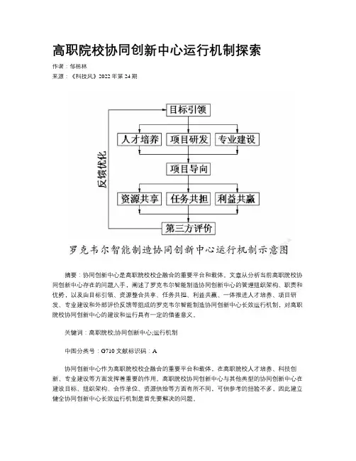 高职院校协同创新中心运行机制探索
