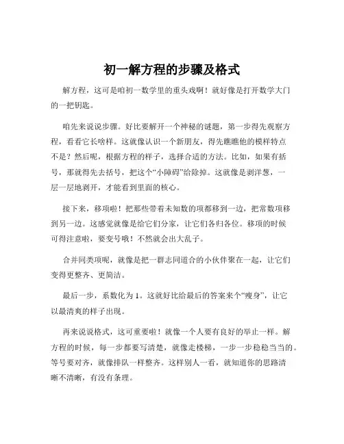 初一解方程的步骤及格式