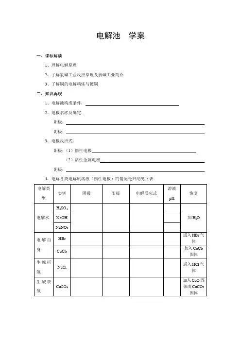 电解池  学案1