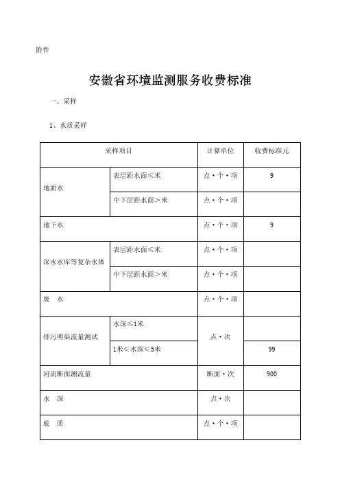 安徽省环境监测服务收费标准