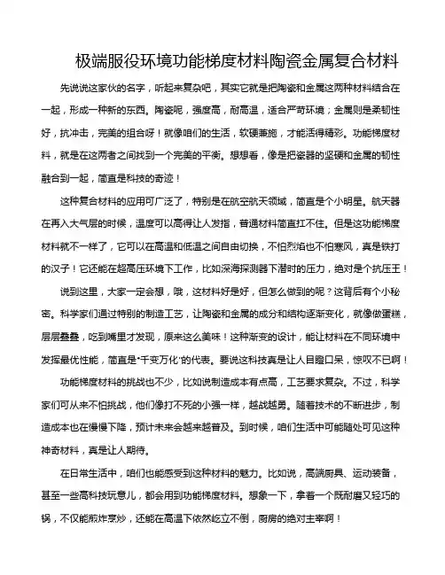 极端服役环境功能梯度材料陶瓷金属复合材料