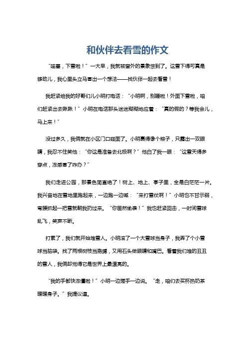 和伙伴去看雪的作文