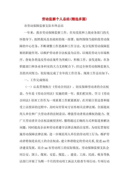 劳动监察个人总结(精选多篇)