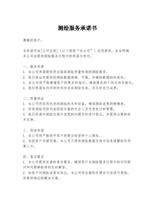 测绘服务承诺书