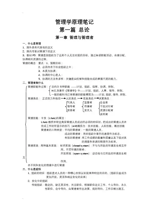 管理学原理笔记汇总