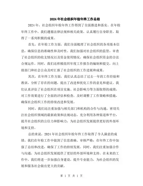 2024年社会组织年检年终工作总结