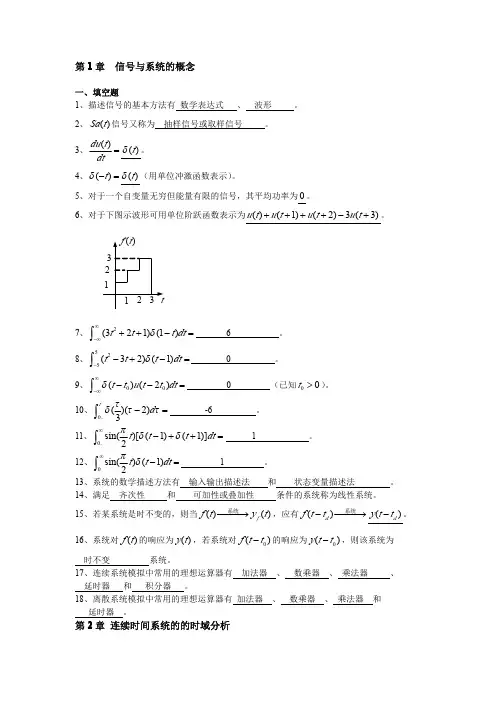 宁夏大学物理电气信息学院信号与系统自测题填空题及答案(汤全武)