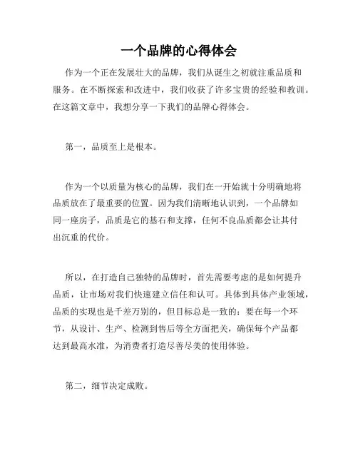 一个品牌的心得体会