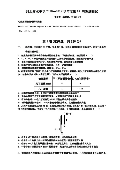 衡水中学第十七周周测试题(理综)