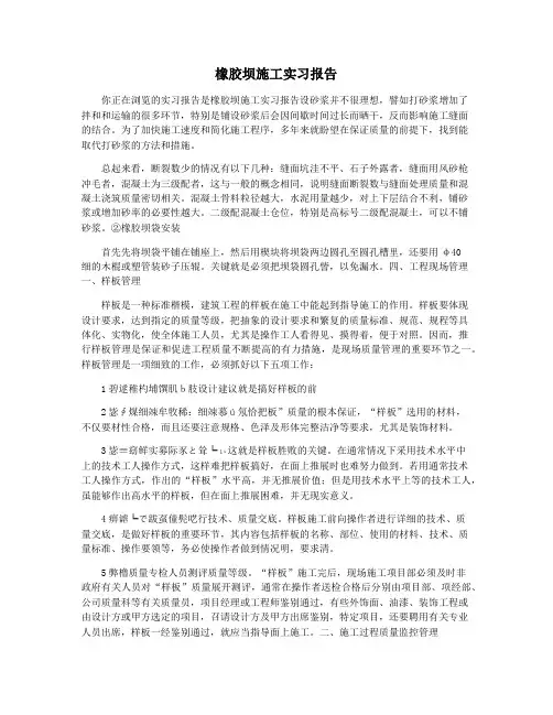 橡胶坝施工实习报告