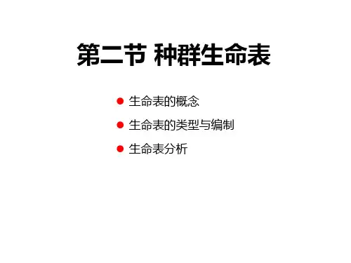种群生态  种群生命表