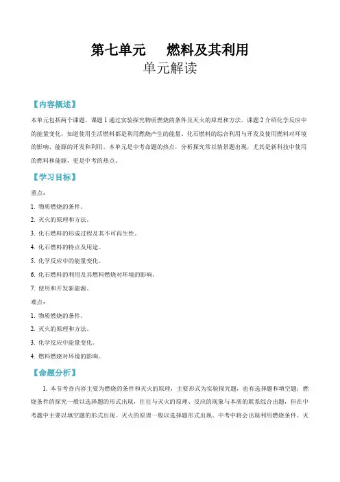第七单元 燃料及其利用-2020-2021学年九年级化学上册单元知识及考点全解读(人教版)(解析版)