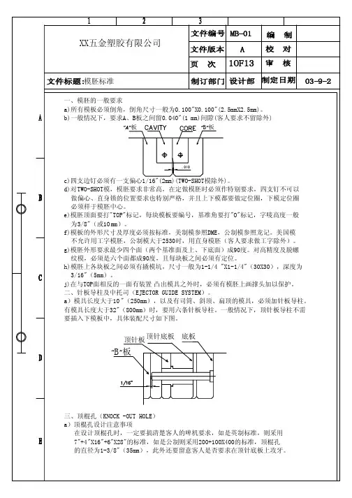 模具外观标准