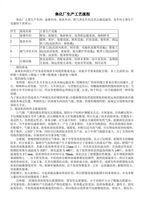 焦化厂生产工艺流程