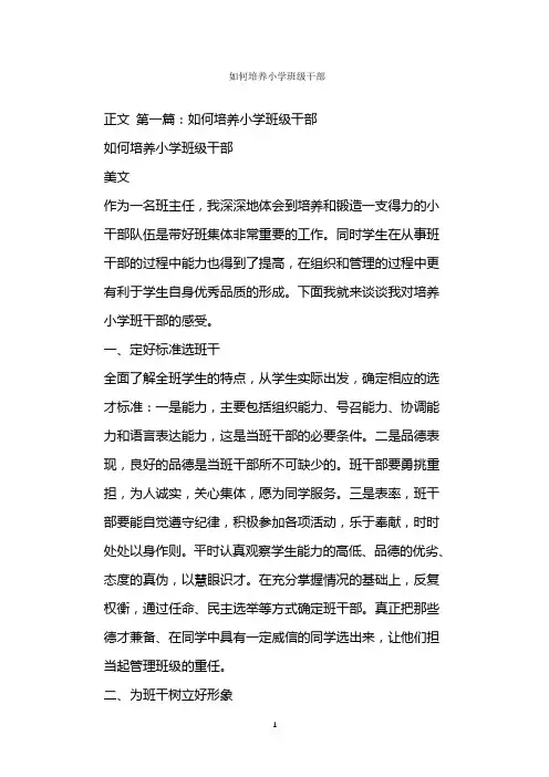  如何培养小学班级干部