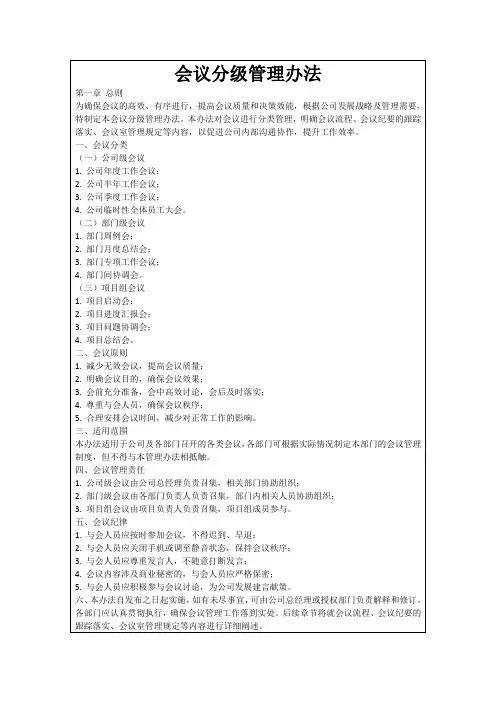会议分级管理办法