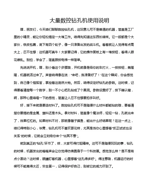 大量数控钻孔机使用说明