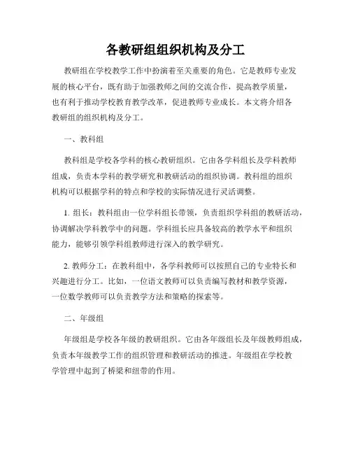 各教研组组织机构及分工