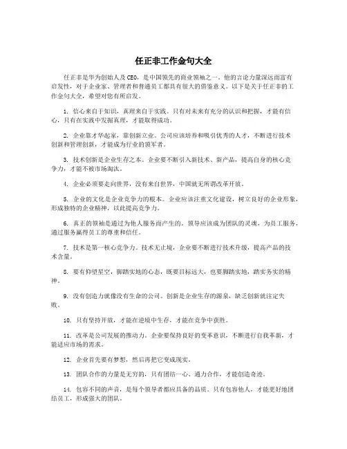 任正非工作金句大全
