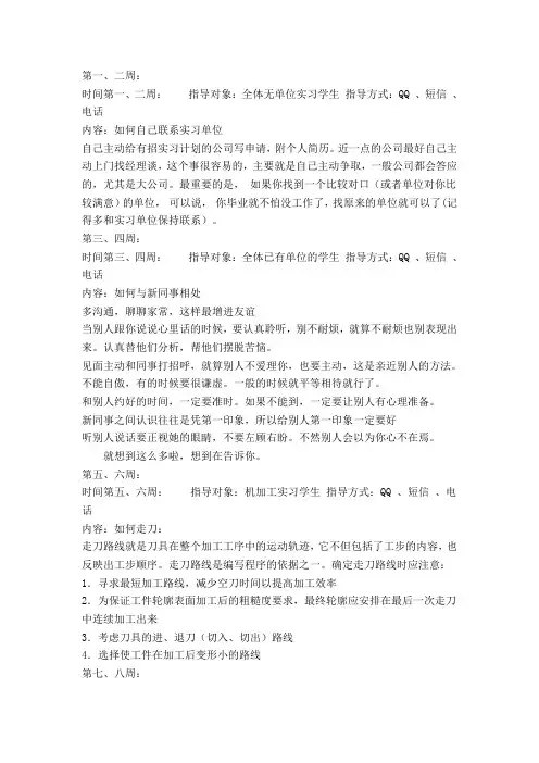 (完整版)毕业生顶岗实习手册教师指导记录1-24周