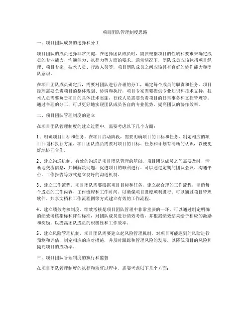 项目团队管理制度思路