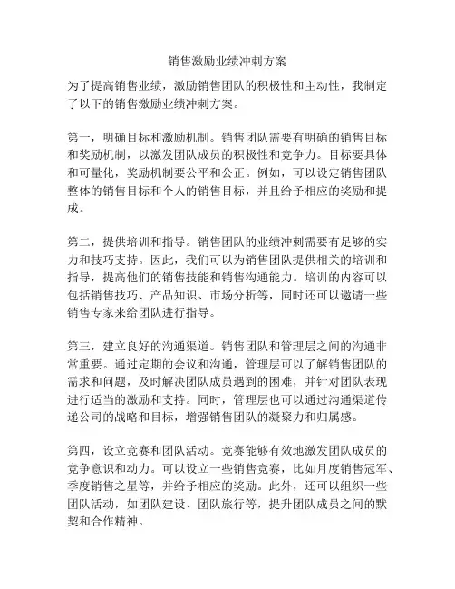 销售激励业绩冲刺方案