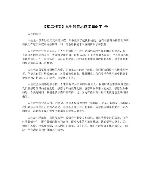 【初二作文】人生的启示作文800字 悟