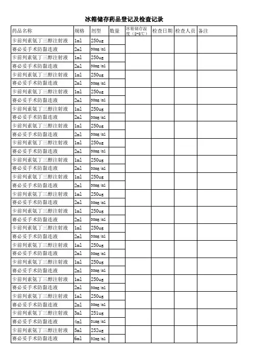 冰箱药品检查记录