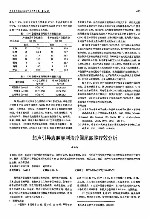 超声引导腹腔穿刺治疗阑尾脓肿疗效分析