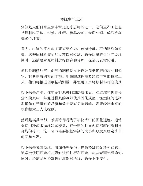 浴缸生产工艺
