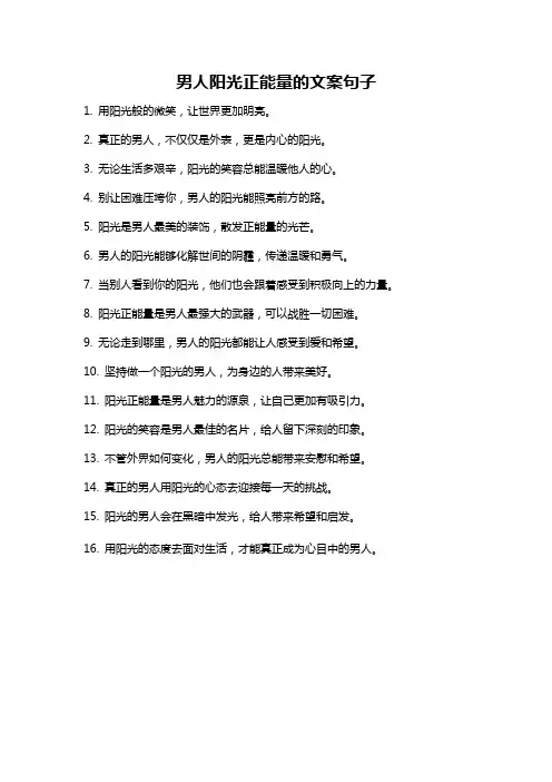 男人阳光正能量的文案句子