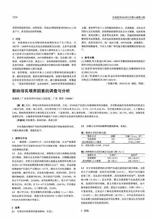 影响母乳喂养因素的调查与分析
