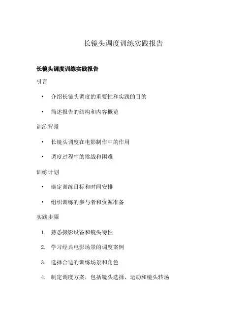 长镜头调度训练实践报告