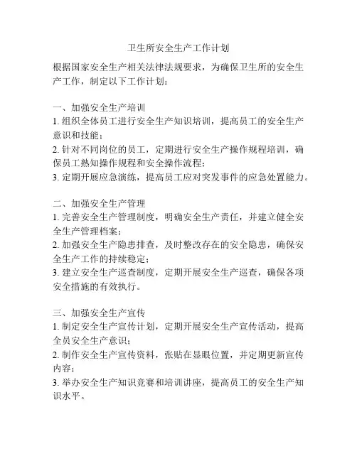 卫生所安全生产工作计划