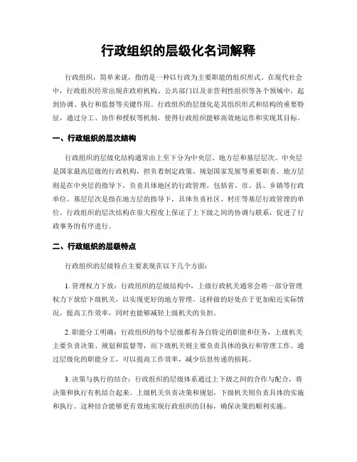 行政组织的层级化名词解释