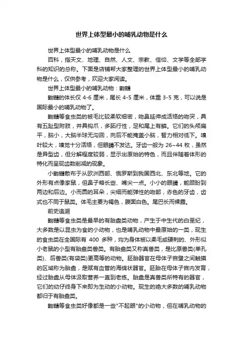 世界上体型最小的哺乳动物是什么