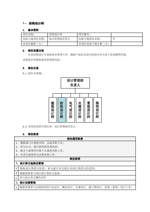 结构设计师岗位说明书