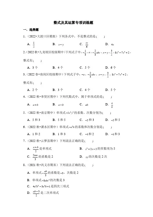整式及其运算专项训练题