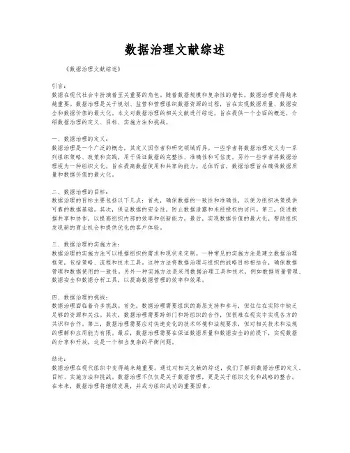 数据治理文献综述
