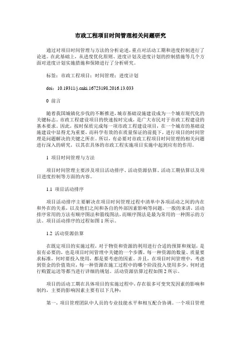 市政工程项目时间管理相关问题研究