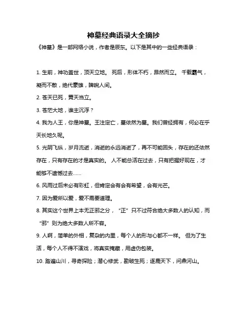神墓经典语录大全摘抄